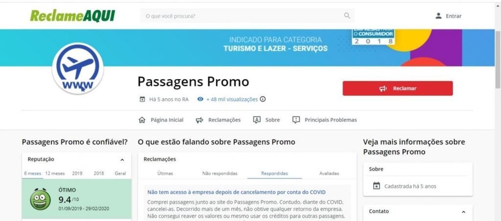 Site passagens promo reclame aqui