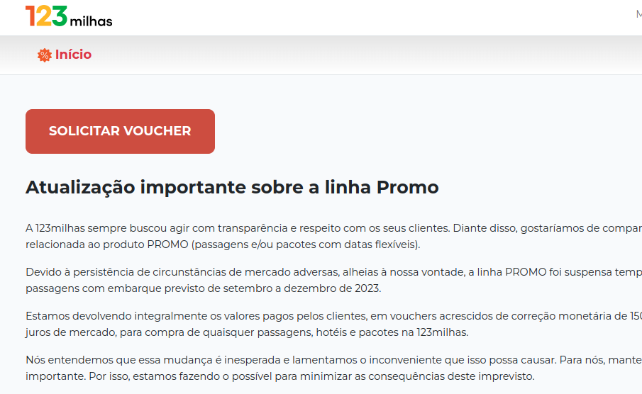 como solicitar os vouchers da 123 milhas