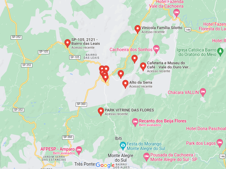 mapa de destinos